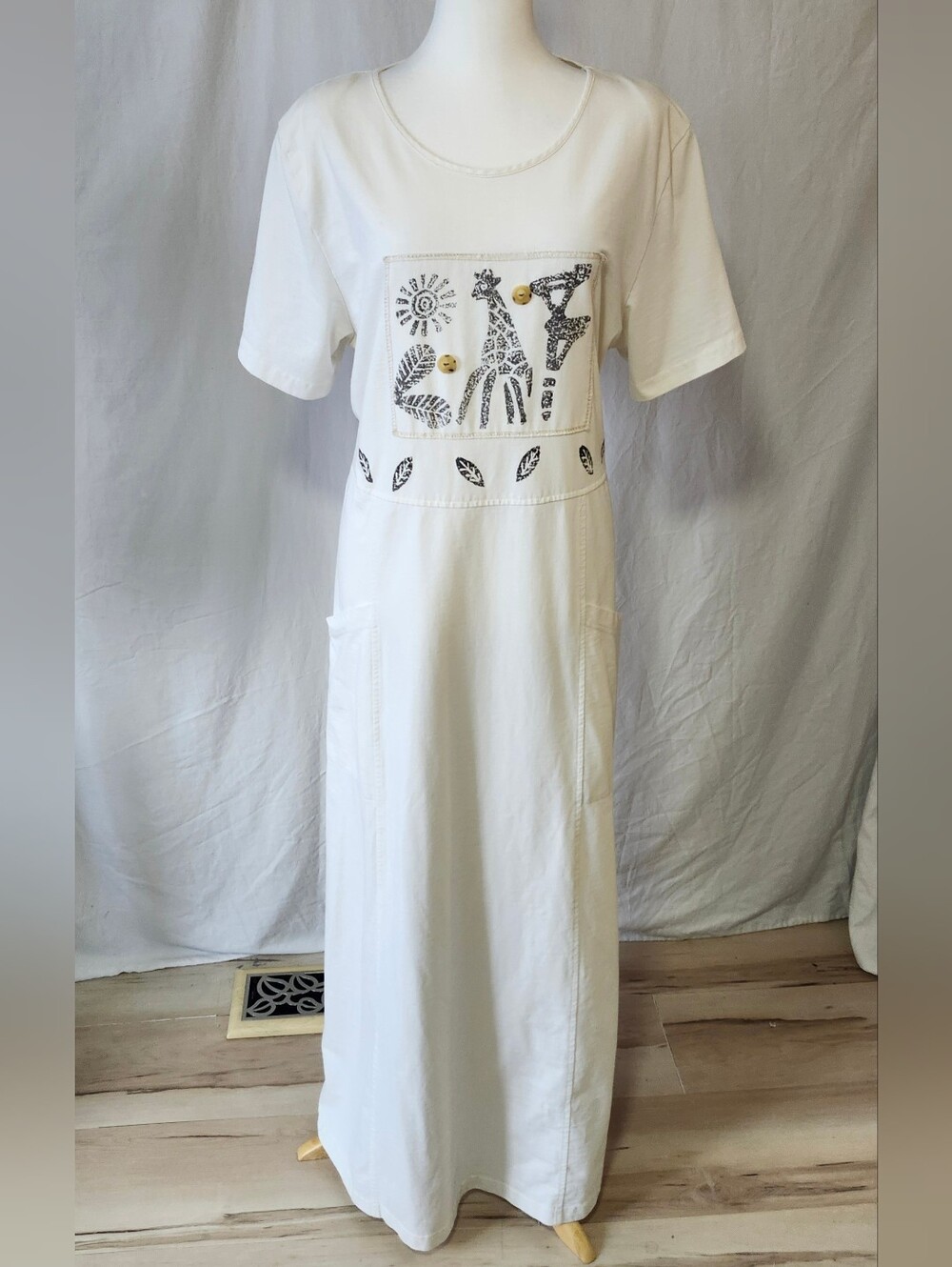 Boho Cream Embroidered Cotton Tie Back Maxi Dress